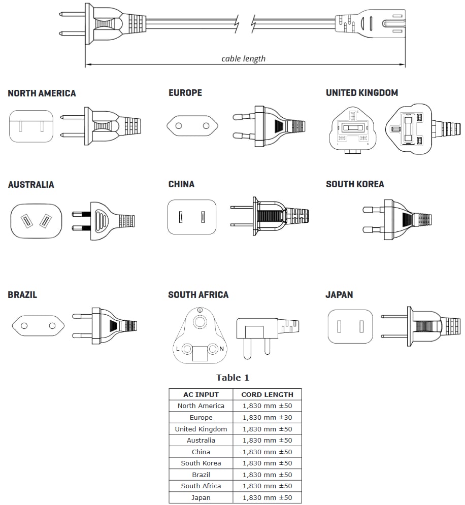Mechanical Drawing - CUI Inc SDM100G External AC-DC Power Supplies